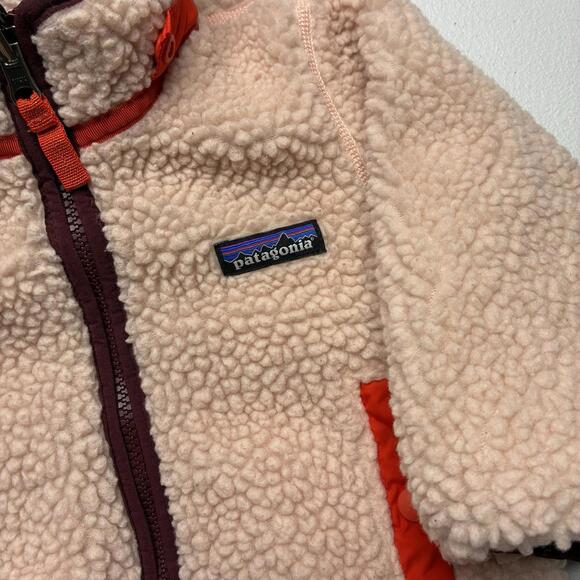 Patagonia Girls Reversible Tribbles Hoody Jacket 12-18 Month Pink Burgundy Owls - Picture 11 of 12